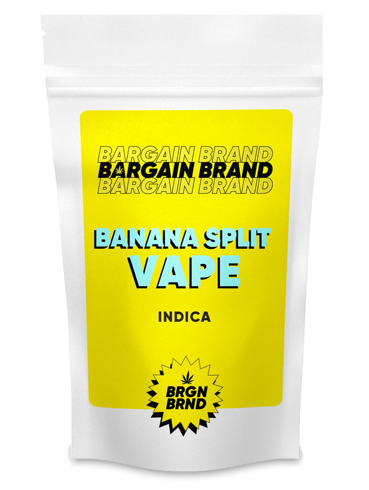 Bargain Brand Banana Split Vape - banana & vanilla-flavored indica cannabis vape cartridge
